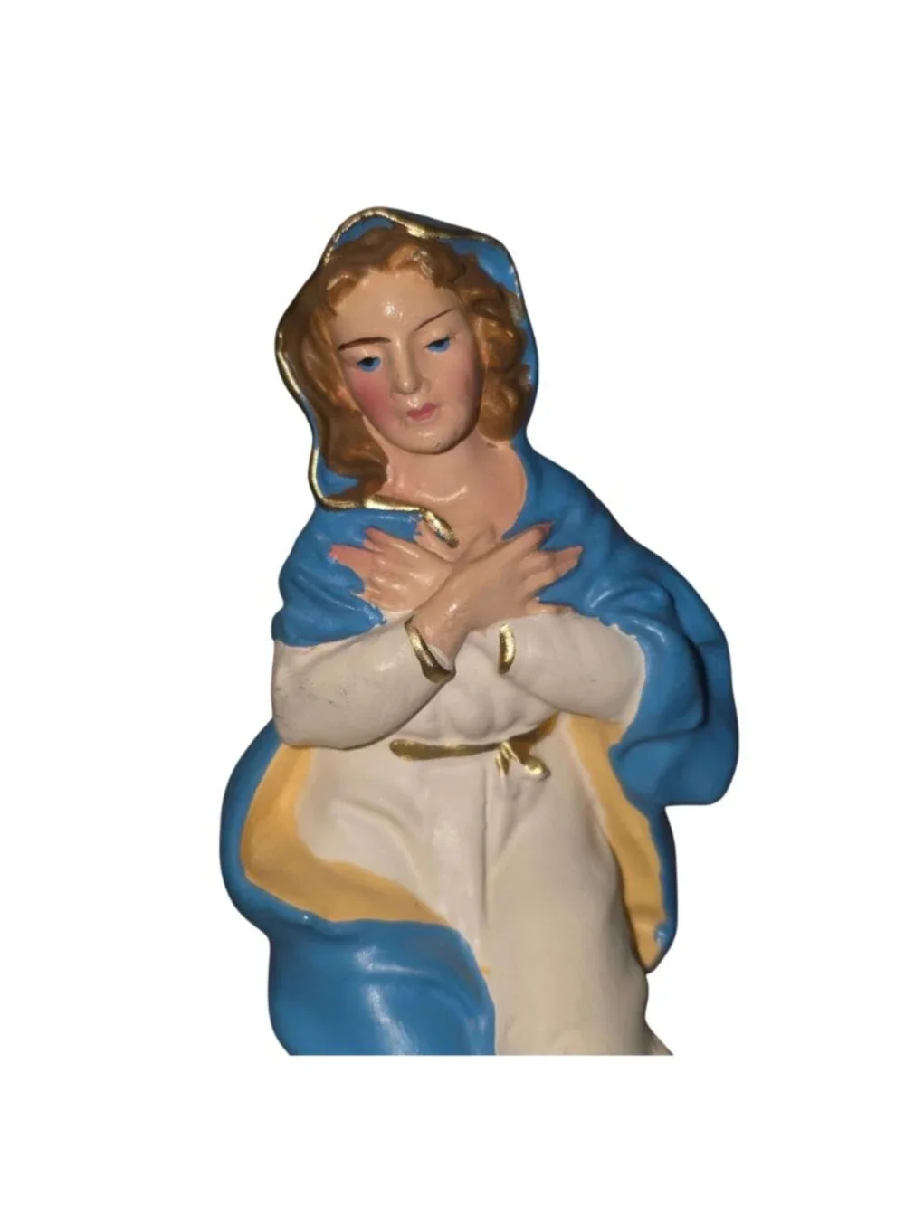 Vtg Virgin Mary Kneeling Nativity Christmas Italian Figurine Paper Mache